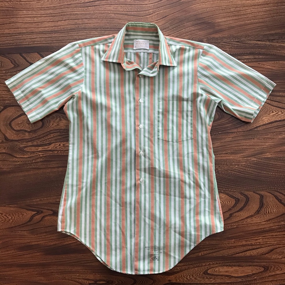70s striped short sleeve button down